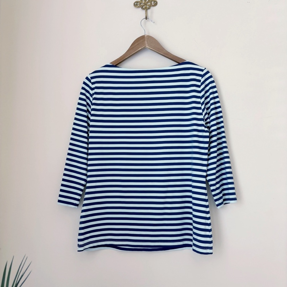 J. McLaughlin Wavesong Striped Button Accent Top Large - Picture 4 of 7